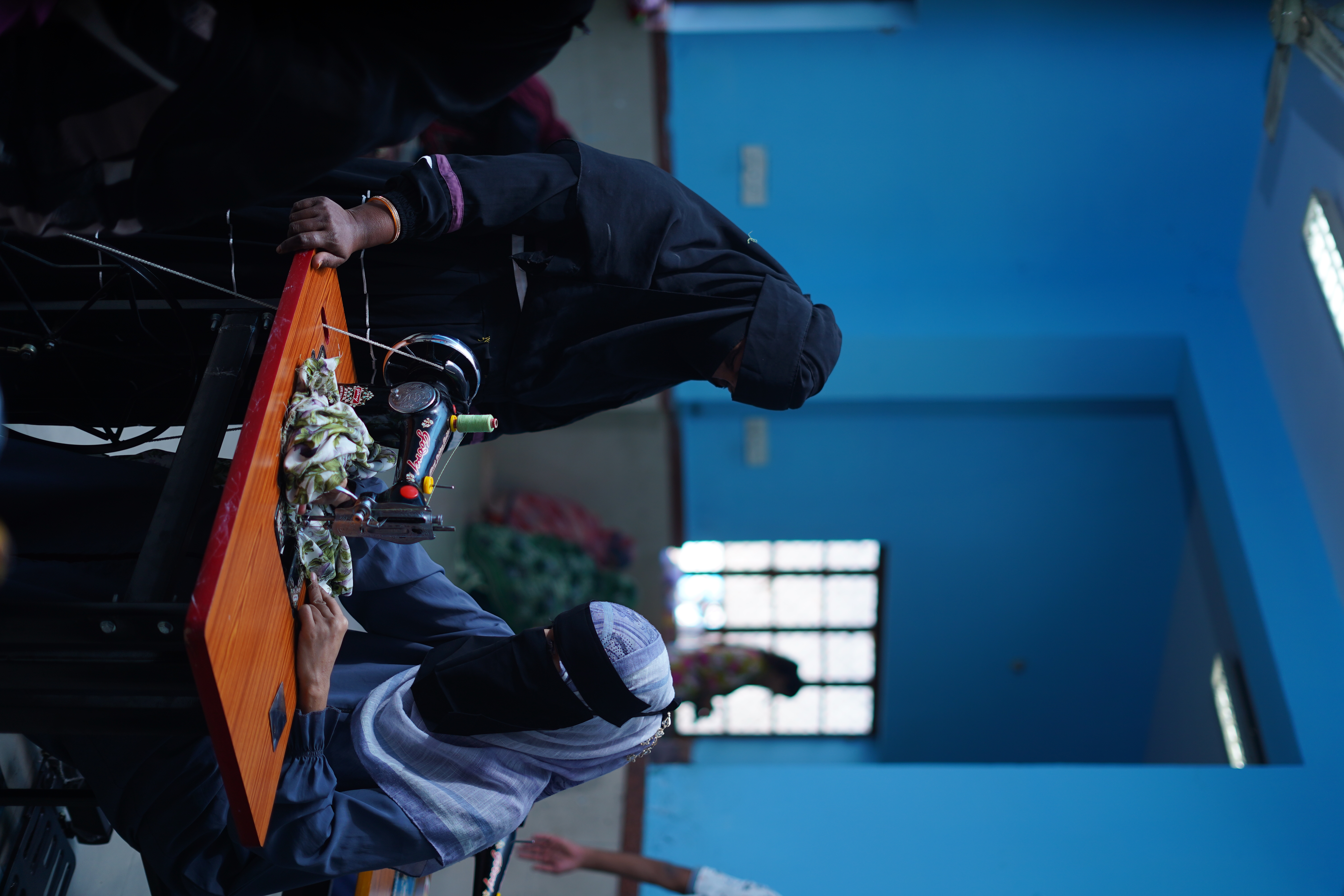 Women at sewing training